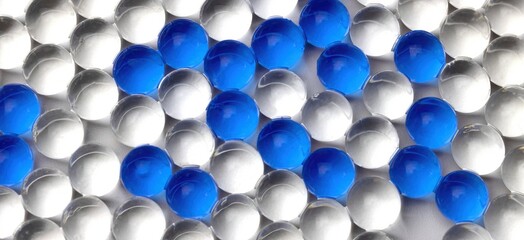 Blue and White Gel Beads Texture on Bright Background
