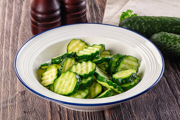 Fresh green ripe cucumber slices
