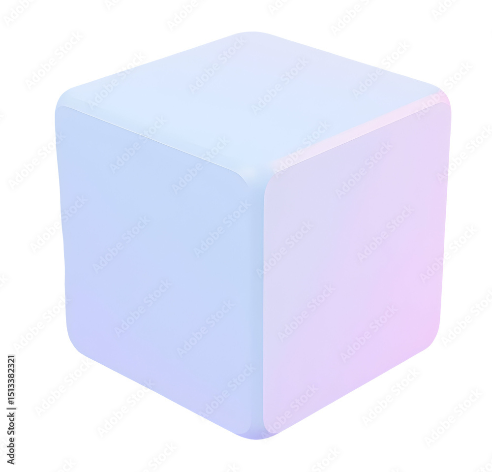 Poster pastel cube with soft gradient colors and rounded edges, smooth and modern design