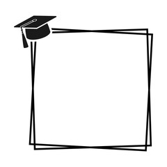 Graduation Cap Double Frame svg cut file. Isolated vector illustration.