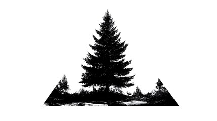Obraz premium Silhouette of a pine tree, black filled, triangular shape, vector style
