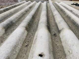 Detailed photo of asbestos roof of a house