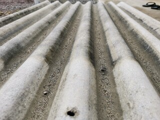 Detailed photo of asbestos roof of a house