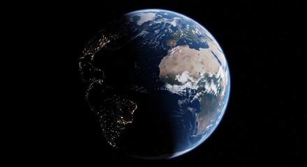 Earth View from Space at Night and Day