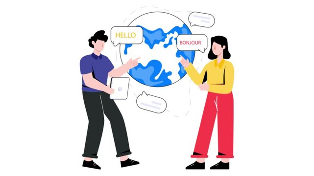 French Translation 2D Flat Animation