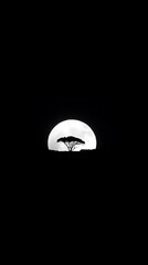 Silhouette of a tree against a full moon in the night sky A stunning nighttime landscape