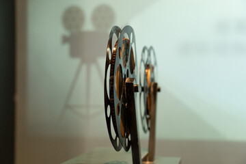 Antique  movie projector, Old retro machine for films.