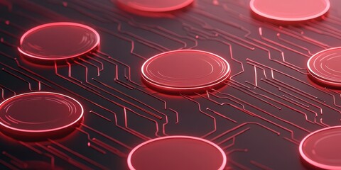 economy consumption trends concept. Abstract digital circuit design with red elements and lines.