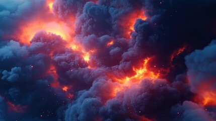 Fototapeta premium Abstract dark smoke clouds with glowing accents, Generative AI