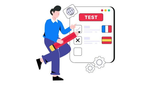 Language Test 2D Flat Animation