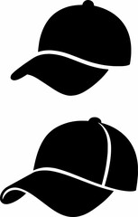 black and white sillhouette of a boys cap isolated white background
