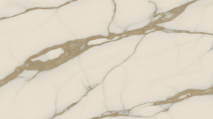 Full-frame 2D slab of Calacatta Oro with creamy veins layered over a warm ivory surface.