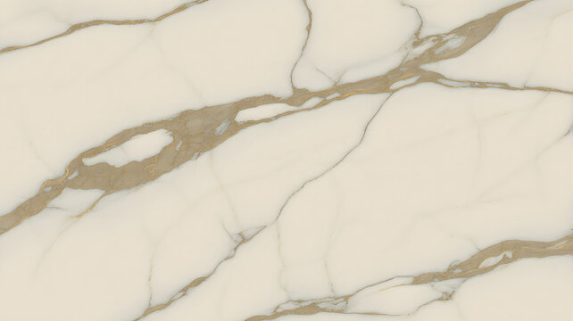 Full-frame 2D slab of Calacatta Oro with creamy veins layered over a warm ivory surface.