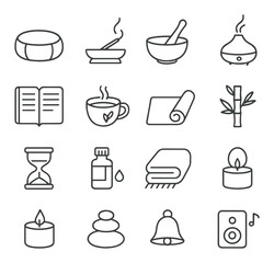 Mindfulness and wellness flat icon collection. meditation and relaxation symbols