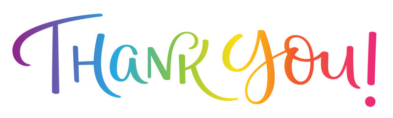 THANK YOU rainbow gradient vector hand lettering banner