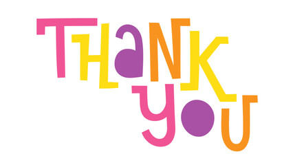 THANK YOU colorful vector hand lettering banner