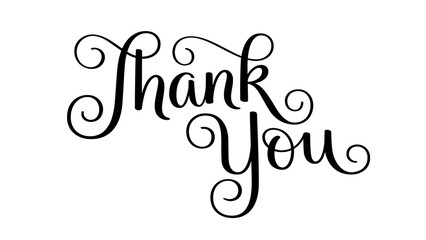 THANK YOU black vector hand lettering banner