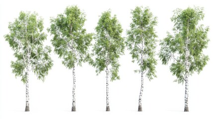 Fototapeta premium Set of Betula nigra River Birch isolated on a white background