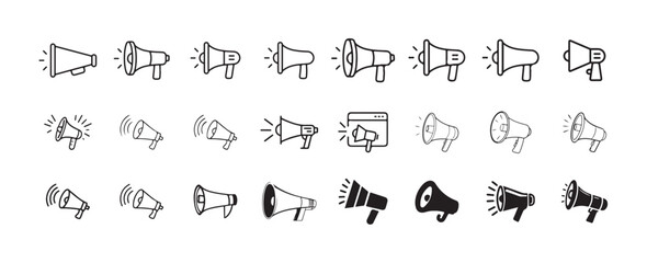 Flat Announcement Megaphone Icon - Public Message Tool