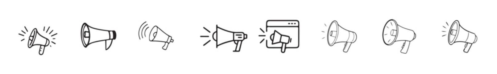 Flat Megaphone Broadcast Icon - Message Projection Speaker