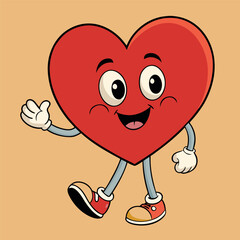 Funny cute heart with a smile, eyes, arms and legs, love, Valentine's day