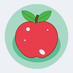 Red apple on a plate, simple vector illustration