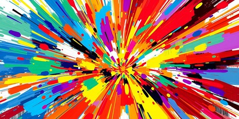 Abstract colorful star explosion background with rainbow geometric design