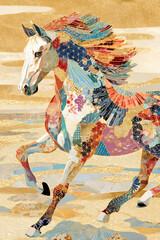 優美な和風馬の年賀状素材