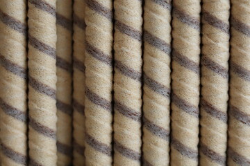 Deliciously textured rolled wafers stacked in an organized manner showcasing a delightful treat