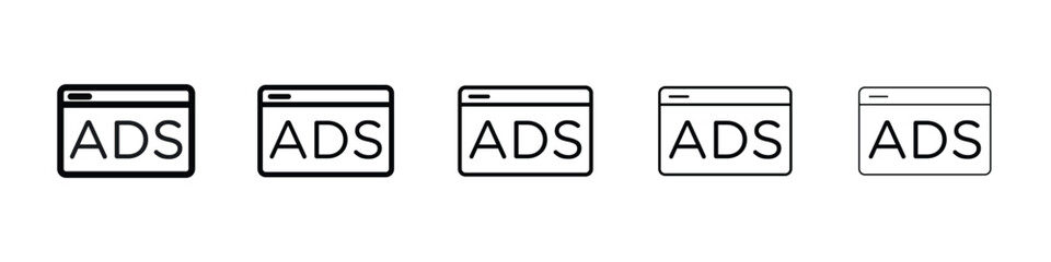 Ad icon Outline and flat style designs