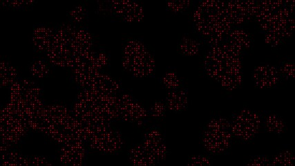 Red color circular dots halftone bubble shapes moving upwards modern design black geometrical background - Powered by Adobe