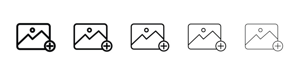 Add image icon Outline and flat style designs