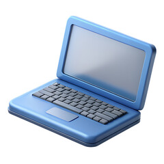 A captivating 3d rendering of a modern plastic-style laptop with a clean design and an illustrative aesthetic isolated on a black background