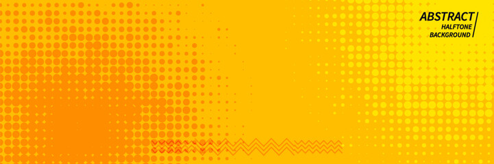 abstract yellow halftone wide elegant banner design. vector dynamic geometric
