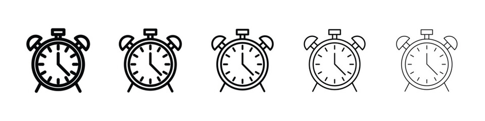 Alarm clock icon Outline and flat style designs