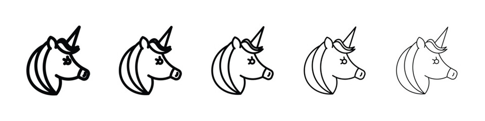 Alicorn icon Outline and flat style designs