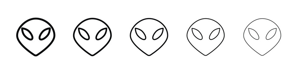 Alien icon Outline and flat style designs