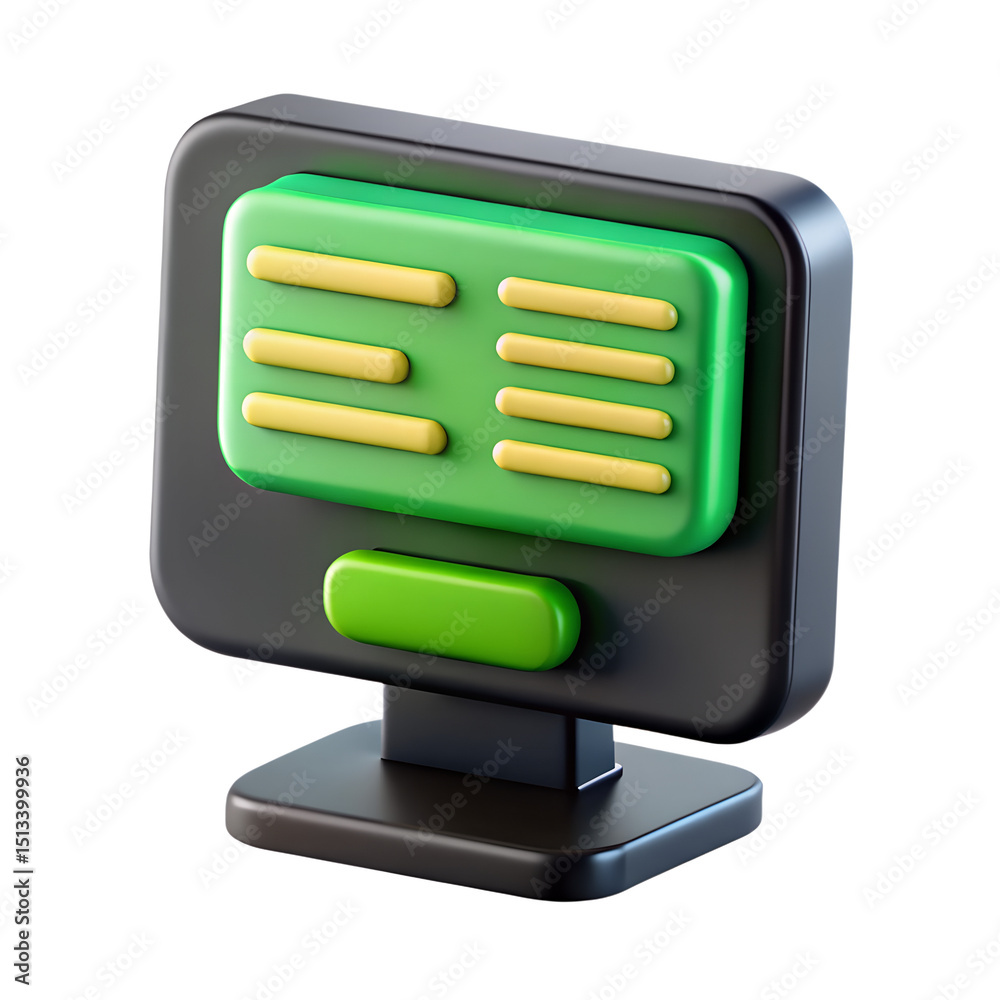 Poster a vibrant 3d rendered icon depicting a computer monitor in a unique plastic-style design isolated on