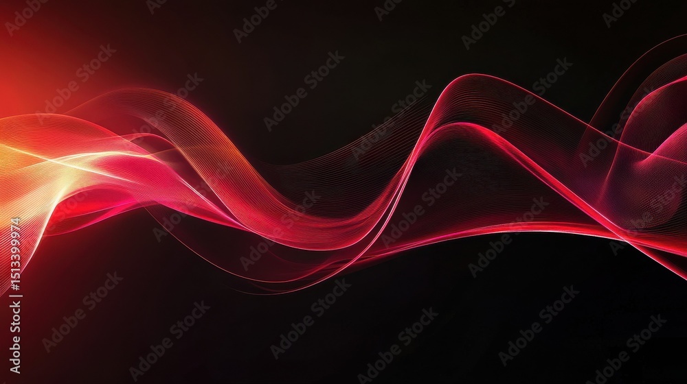 Poster an abstract background featuring red light color gradient strips and glowing vertical lines in motio