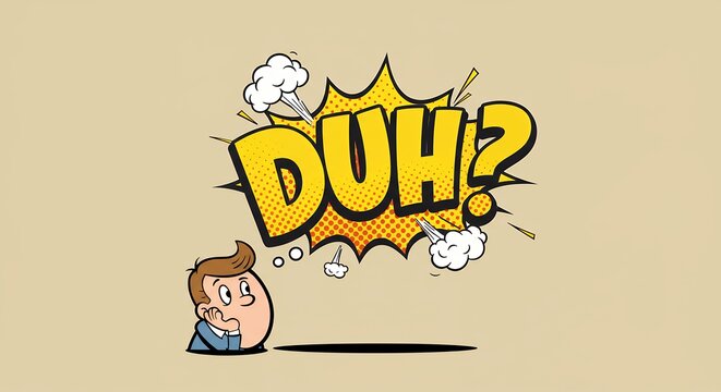 Cartoon Man Thinks Duh