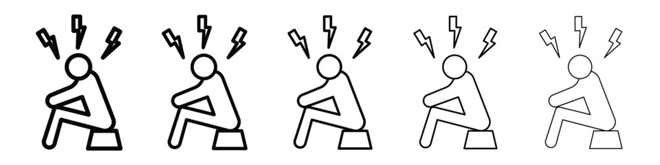 Anxiety or stress icon Outline and flat style designs