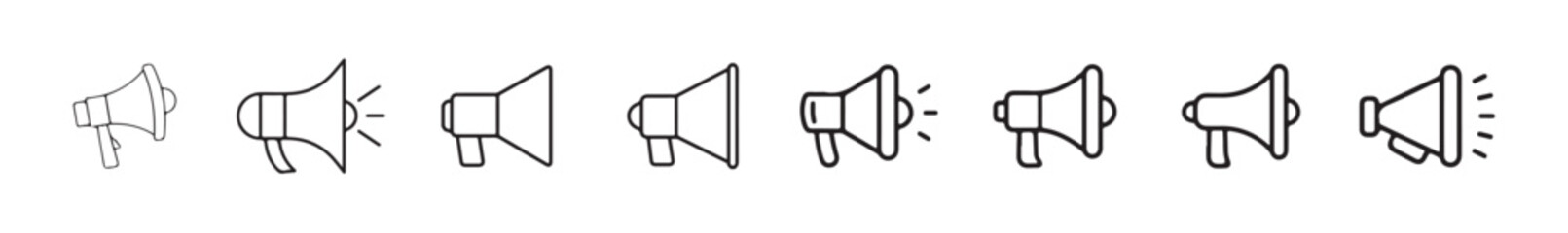 Megaphone Icons with Hands – Vector Speakers Held for Protest, Announcement, and Speech