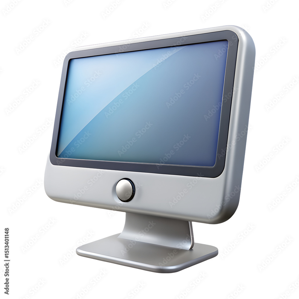 Poster glossy and minimalist 3d rendering of a modern desktop computer display with a clean and appealing a