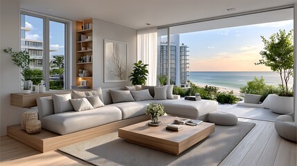 Fototapeta premium Elegant modern loft design black sectional city view high resolution photo