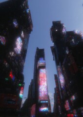 Glittering skyscrapers reach toward the clear blue sky, encapsulating the vibrant energy of a modern metropolis.