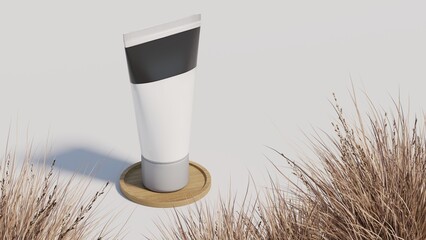 3d rendering minimal background for branding and product presentation. Cosmetic bottle mockup on...