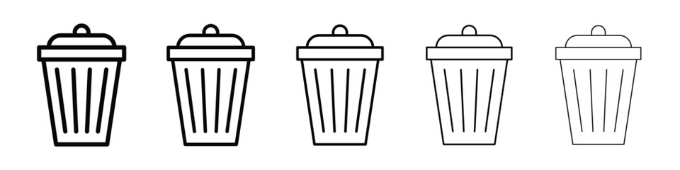 Bin icon Outline and flat style designs