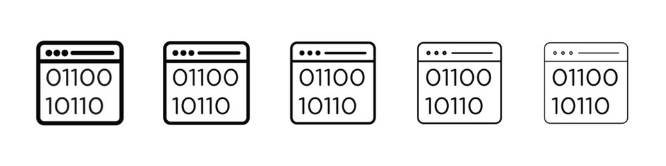 Binary code icon Outline and flat style designs