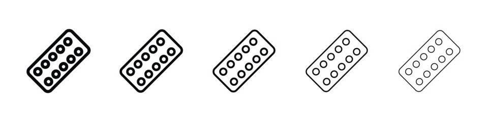 Blister drug pack icon Outline and flat style designs