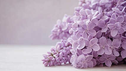Fototapeta premium Close-Up of Delicate Lilac Flowers on a Soft Background, creating a beautiful, tranquil visual against a gentle, blurred background.